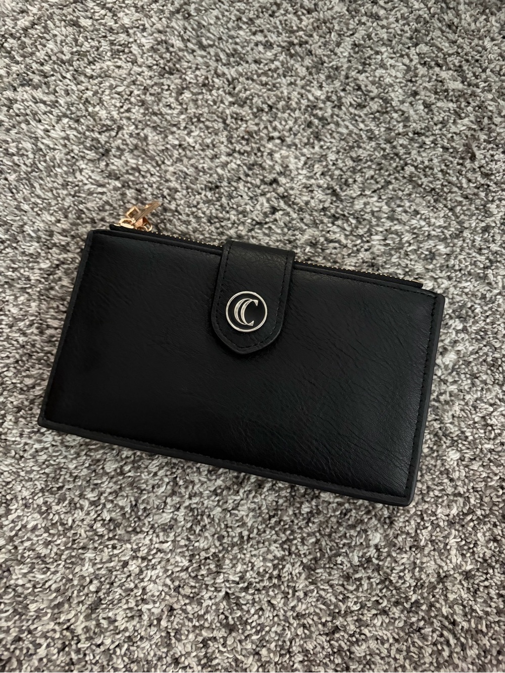 NWOT Cluci Black Women's Wallet Clutch with Gold Accent